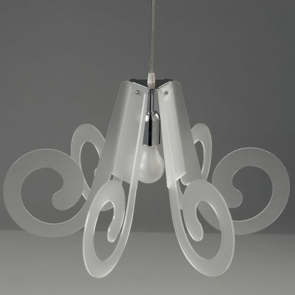 Lampadario sospensione in plexiglass trasparente Ricciolino