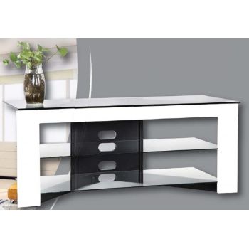 Mobile porta TV design in legno bianco e vetro 110 cm Charme 2