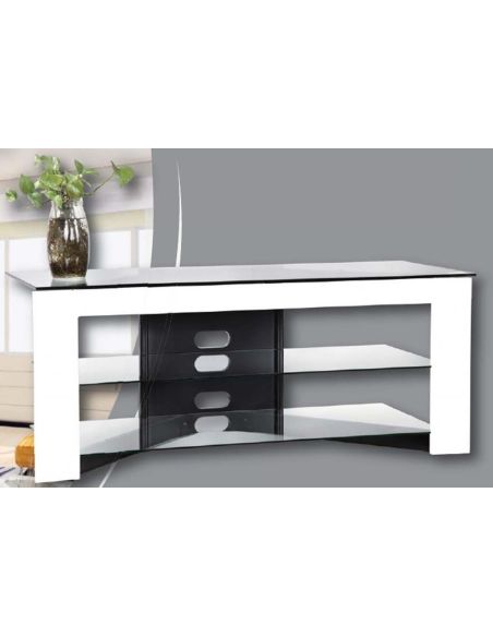 Mobile porta TV design in legno bianco e vetro 110 cm Charme