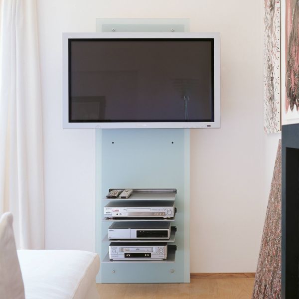 Mobile porta tv da parete william in vetro design moderno Mobile parete tv