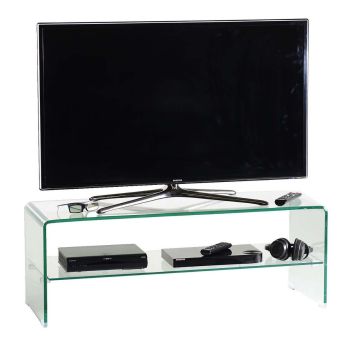 Tavolino basso porta TV e monitor in plexiglass nero lucido 10 mm