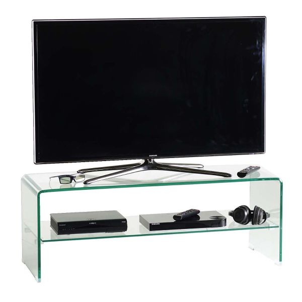 Porta TV in vetro curvato trasparente 110 cm Fancy