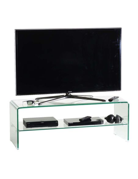 Porta TV in vetro curvato trasparente 110 cm Fancy Porta TV in vetro curvato trasparente 110 cm Fancy
