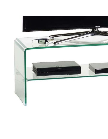Porta TV in vetro curvato trasparente 110 cm Fancy Porta TV in vetro curvato trasparente 110 cm Fancy