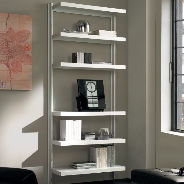 Scaffale libreria in acciaio ed alluminio bianco o grigio Astryd 15