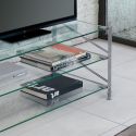 Tavolino porta TV in acciaio e vetro 100xh47 cm Socrate