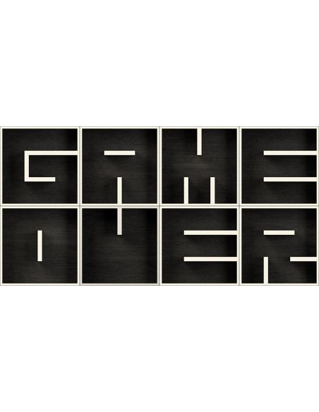 Libreria componibile a cubi lettere in legno 204 X 102 cm ABC GAME OVER