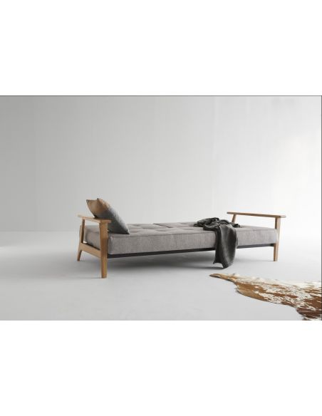 Divano letto con braccioli in legno e materasso a molle SplitBack Frej - 521 Mixed Dance Grey Divano letto con braccioli in legno e materasso a molle SplitBack Frej - 521 Mixed Dance Grey