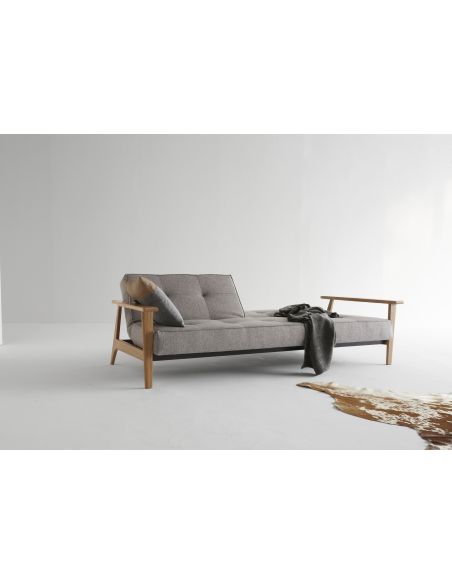 Divano letto con braccioli in legno e materasso a molle SplitBack Frej - 521 Mixed Dance Grey Divano letto con braccioli in legno e materasso a molle SplitBack Frej - 521 Mixed Dance Grey