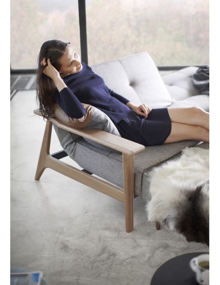 Divano letto con braccioli in legno e materasso a molle SplitBack Frej - 521 Mixed Dance Grey Divano letto con braccioli in legno e materasso a molle SplitBack Frej - 521 Mixed Dance Grey