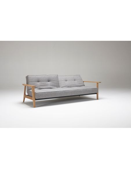 Divano letto con braccioli in legno e materasso a molle SplitBack Frej - 521 Mixed Dance Grey Divano letto con braccioli in legno e materasso a molle SplitBack Frej - 521 Mixed Dance Grey