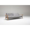 Divano letto con braccioli in legno e materasso a molle SplitBack Frej - 521 Mixed Dance Grey