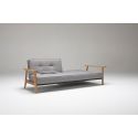 Divano letto con braccioli in legno e materasso a molle SplitBack Frej - 521 Mixed Dance Grey