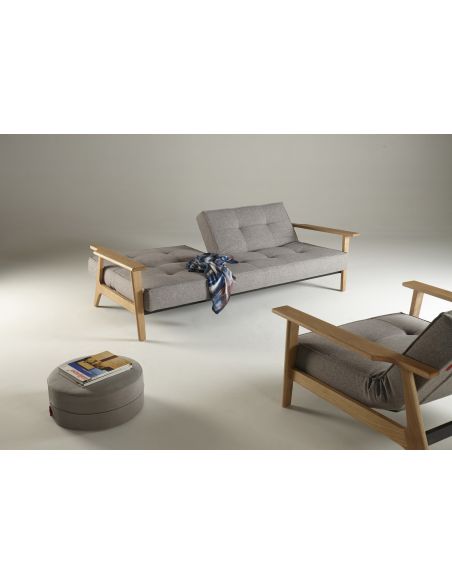 Divano letto con braccioli in legno e materasso a molle SplitBack Frej - 521 Mixed Dance Grey Divano letto con braccioli in legno e materasso a molle SplitBack Frej - 521 Mixed Dance Grey