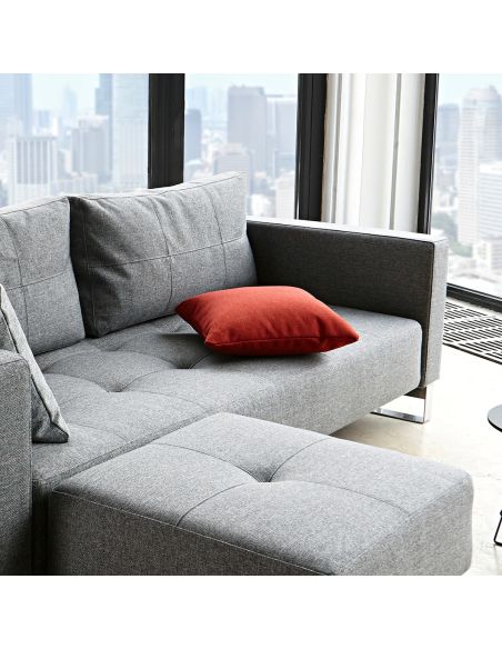 Divano letto matrimoniale con braccioli materasso a molle Cassius