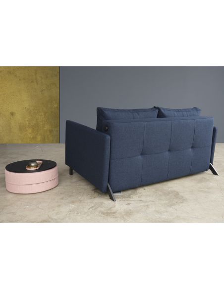 Divano letto Cubed Arm con braccioli convertibile salvaspazio 140 cm