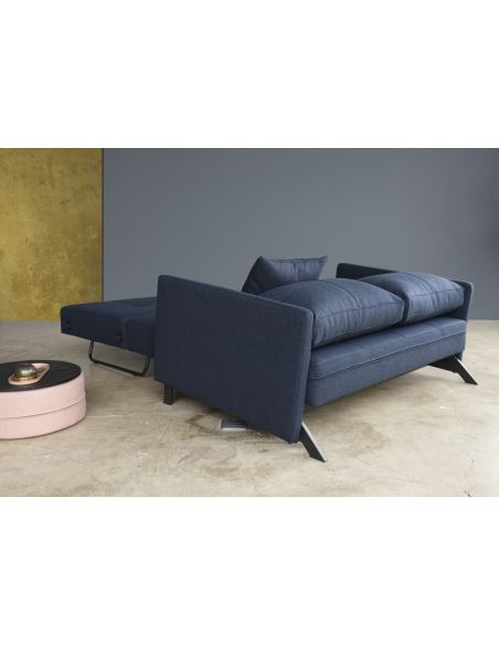 Divano letto Cubed Arm con braccioli convertibile salvaspazio 140 cm