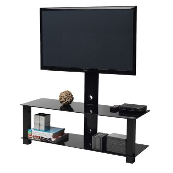 Tavolino basso porta TV e monitor in plexiglass nero lucido 10 mm