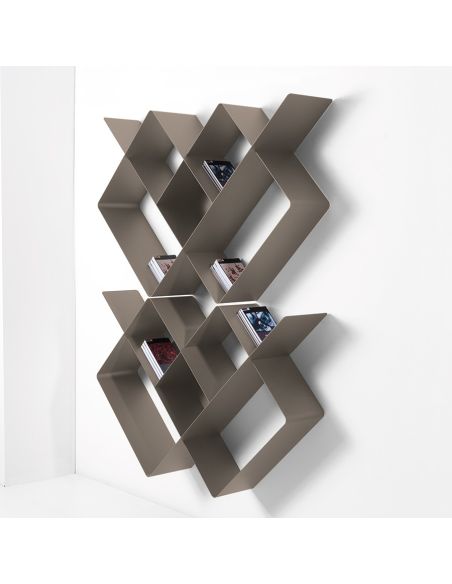 Libreria a parete moderna in acciaio modulare 120 x 120 cm Kreando