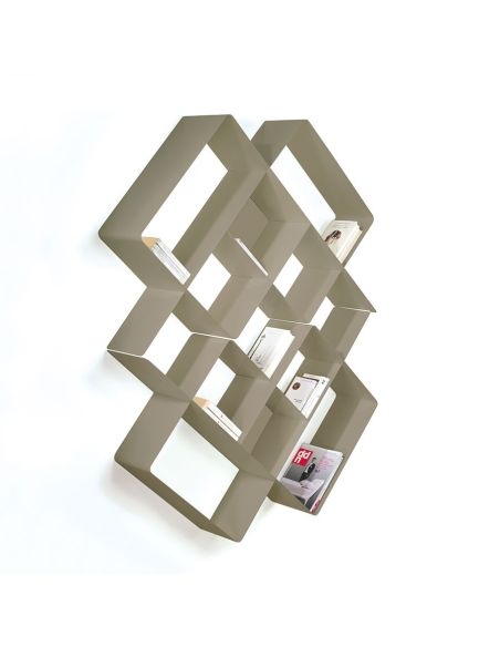 Libreria a parete moderna in acciaio modulare 120 x 120 cm Kreando