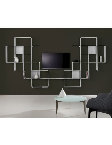 Libreria a parete moderna in acciaio modulare 120 x 120 cm Kreando