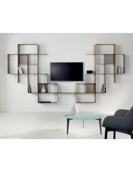 Libreria a parete moderna in acciaio modulare 120 x 120 cm Kreando