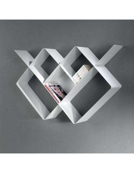 Libreria a parete moderna in acciaio modulare 120 x 120 cm Kreando