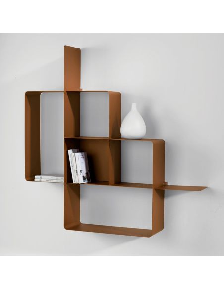 Libreria a parete moderna in acciaio modulare 120 x 120 cm Kreando