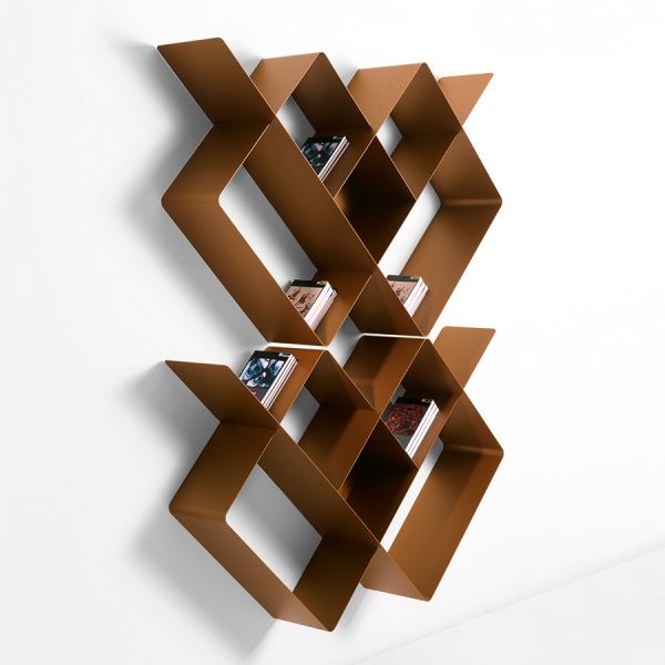 Libreria da parete componibile in acciaio 125 x 166 cm Mondrian-1