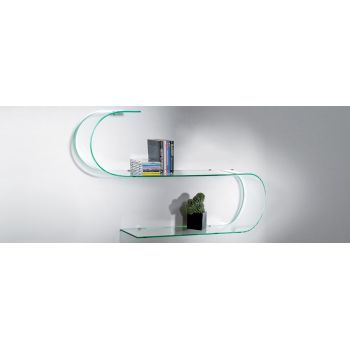 Coppia mensole design in vetro curvo trasparente 100 cm Curl 2