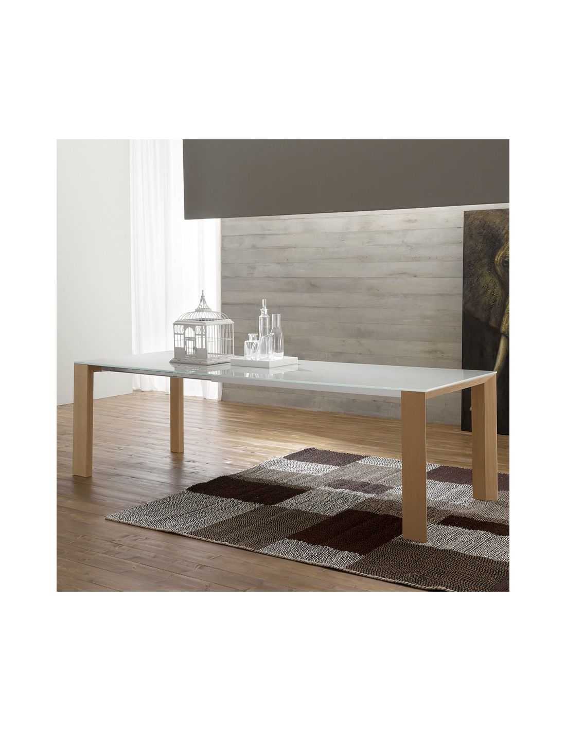 tavolo allungabile per sala pranzo in legno e vetro 250 cm