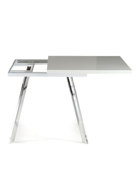 Tavolo quadrato allungabile a libro con gambe in metallo e piano in MDF fino a 170 cm Dabol Tavolo quadrato allungabile a libro con gambe in metallo e piano in MDF fino a 170 cm Dabol