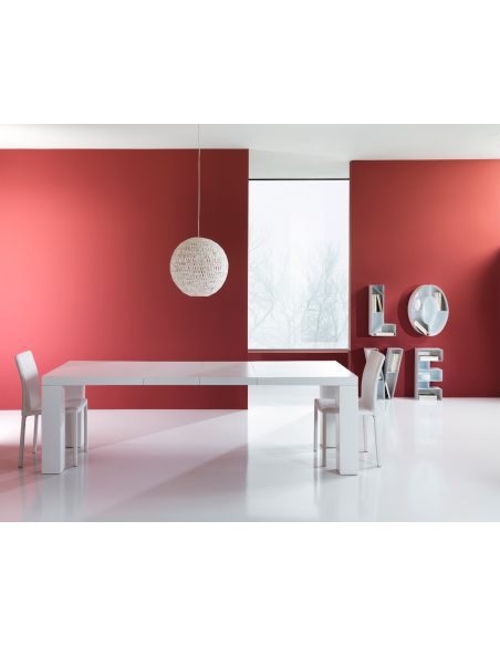Tavolo allungabile in legno MDF bianco opaco 250 cm Aphex Tavolo allungabile in legno MDF bianco opaco 250 cm Aphex