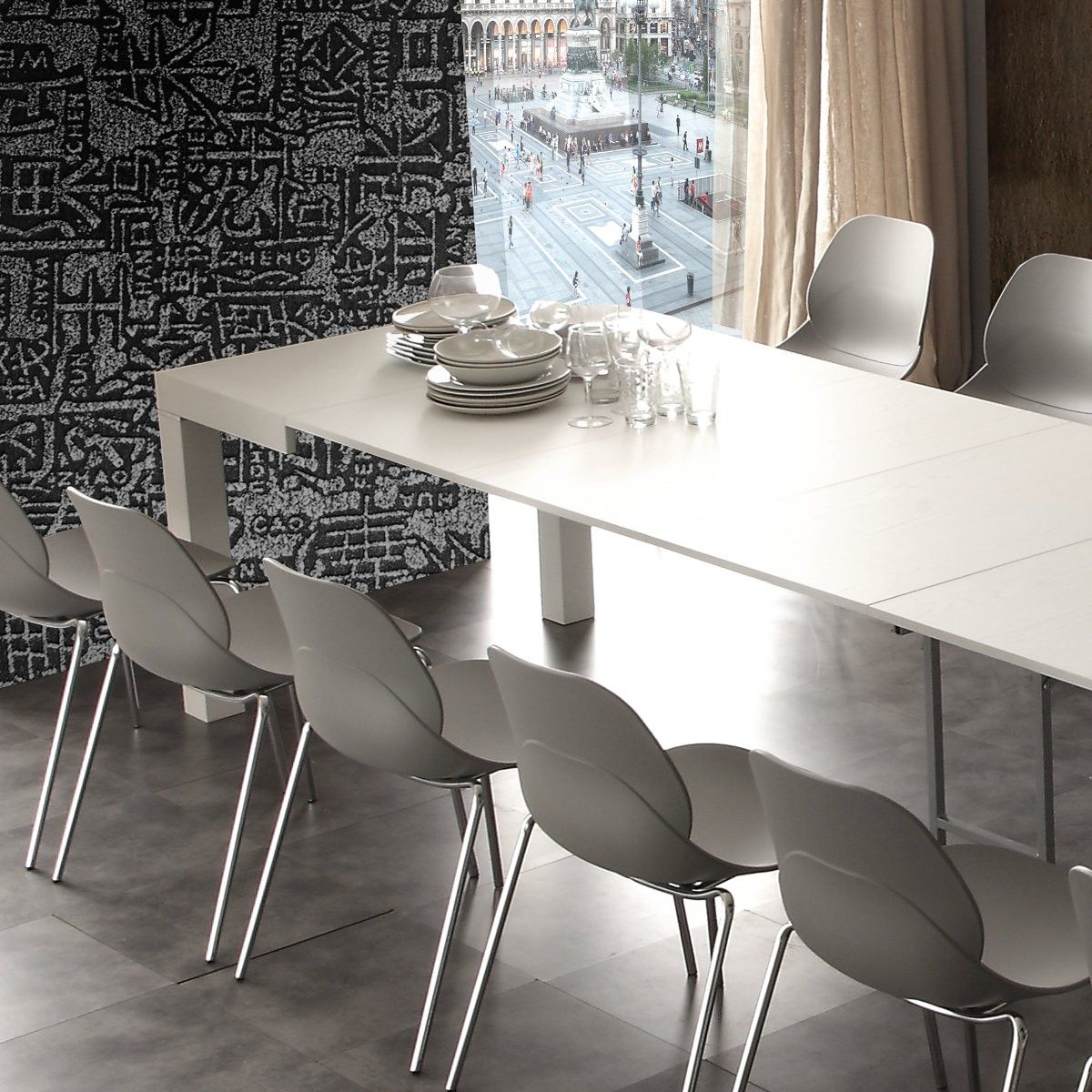 Tavolo Quadrato 90 X 90 Cm Allungabile A 350 Cm In Legno
