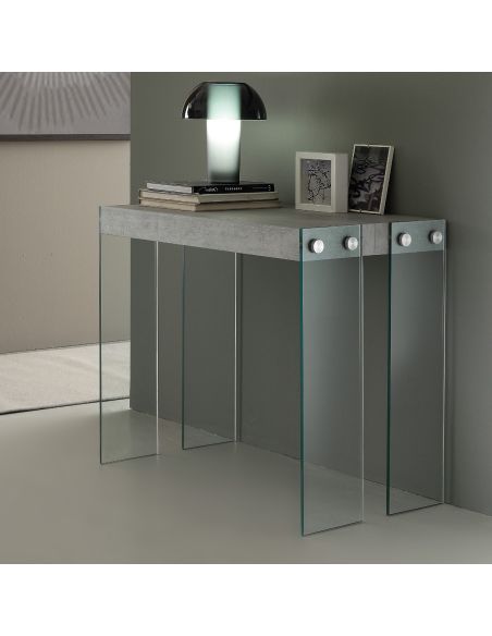 Tavolo consolle in vetro e legno allungabile fino a 200 cm Skim