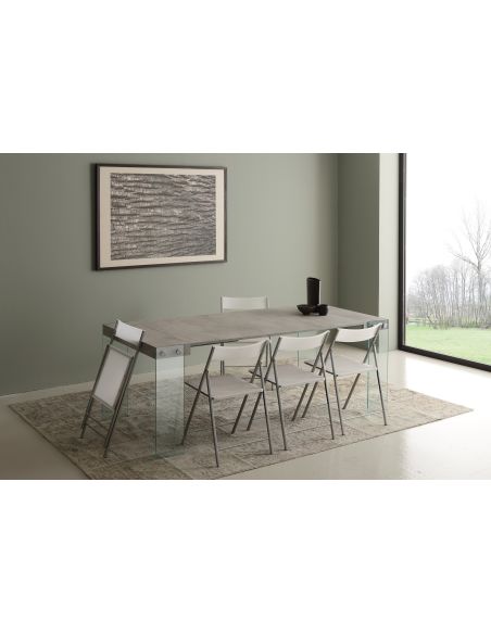 Tavolo consolle in vetro e legno allungabile fino a 200 cm Skim