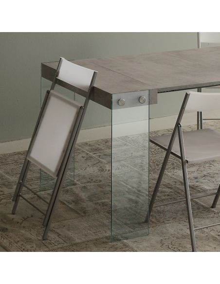 Tavolo consolle in vetro e legno allungabile fino a 200 cm Skim