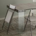 Tavolo consolle in vetro e legno allungabile fino a 200 cm Skim