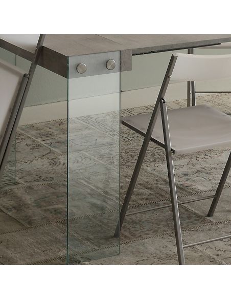 Tavolo consolle in vetro e legno allungabile fino a 200 cm Skim