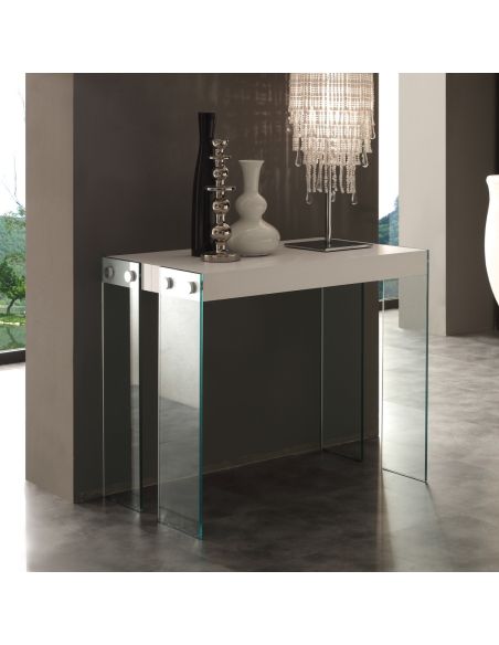 Tavolo consolle in vetro e legno allungabile fino a 200 cm Skim