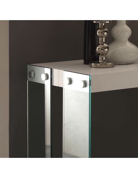 Tavolo consolle in vetro e legno allungabile fino a 200 cm Skim