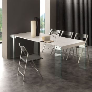 Tavolo consolle in vetro e legno allungabile fino a 200 cm Skim 2
