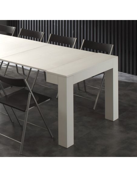 Tavolo consolle allungabile in legno bianco poro aperto Klement Tavolo consolle allungabile in legno bianco poro aperto Klement