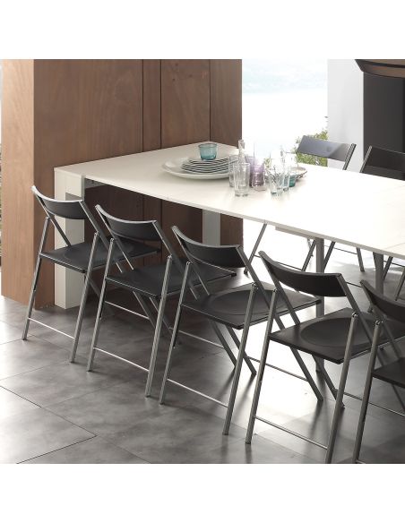 Tavolo consolle allungabile in legno bianco poro aperto Klement Tavolo consolle allungabile in legno bianco poro aperto Klement