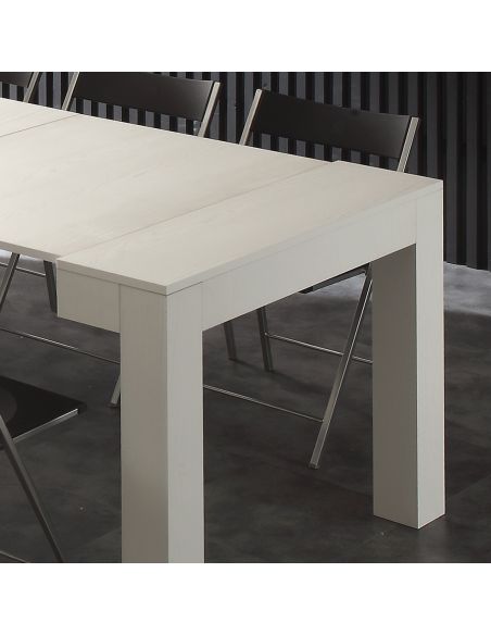 Tavolo consolle allungabile in legno bianco poro aperto Klement Tavolo consolle allungabile in legno bianco poro aperto Klement