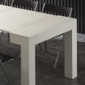 Tavolo consolle allungabile in legno bianco poro aperto Klement