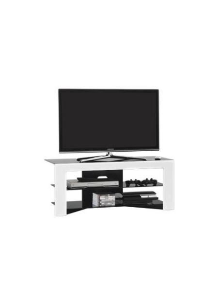 Mobile porta TV design Trix in legno bianco e vetro