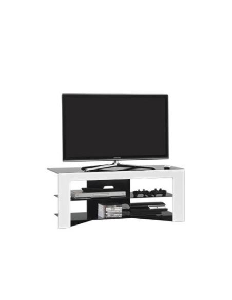Mobile porta TV design in legno bianco e vetro 110 cm Charme