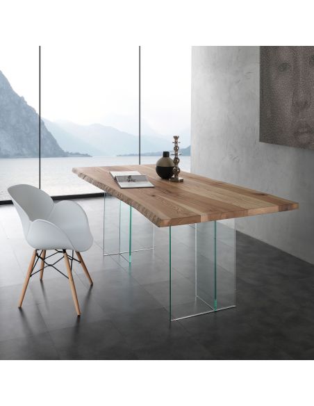Tavolo da pranzo in vetro e legno massello Learn Glass Tavolo da pranzo in vetro e legno massello Learn Glass