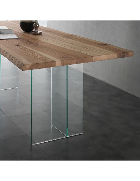 Tavolo da pranzo in vetro e legno massello Learn Glass Tavolo da pranzo in vetro e legno massello Learn Glass